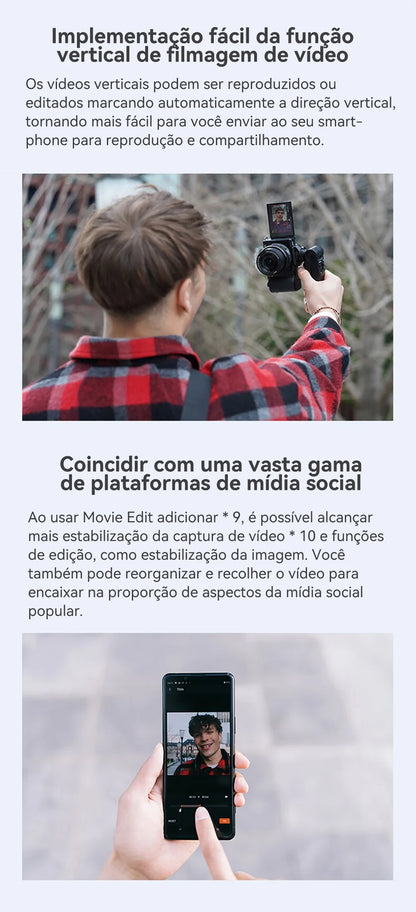 SONY Alpha ZV-E10 ZVE10 APS-C E-Mount Vlog Câmera Mirrorless Digital Com Lente 16-50mm Câmera Compacta 4K Fotografia Profissional