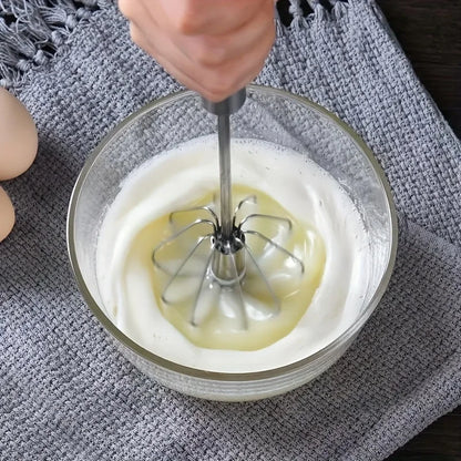 Batedor de ovos de aço inoxidável, misturador semiautomático durável para misturar creme de ovos sem esforço, mexer e bater para assar na cozinha