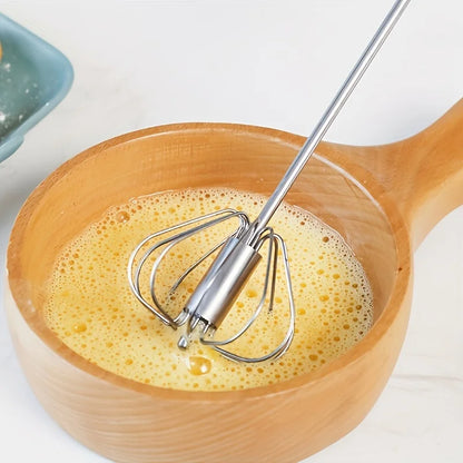 Batedor de ovos de aço inoxidável, misturador semiautomático durável para misturar creme de ovos sem esforço, mexer e bater para assar na cozinha