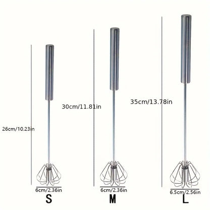 Batedor de ovos de aço inoxidável, misturador semiautomático durável para misturar creme de ovos sem esforço, mexer e bater para assar na cozinha