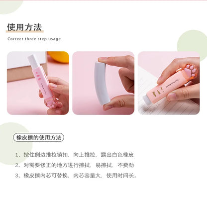 Borracha retrátil kawaii gato fofo coreano papelaria borracha desenho borrachas material escolar infantil escritório