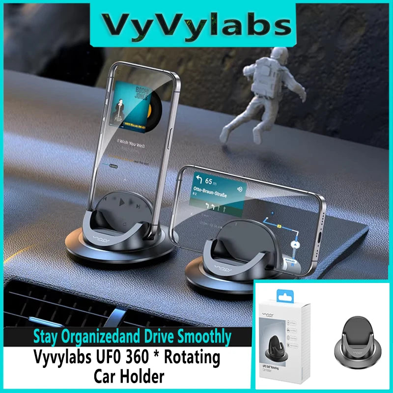 Suporte de telefone para painel de carro vyvylabs com rotação de 360°, operação universal com uma mão, suporte universal para telefone para uso no carro
