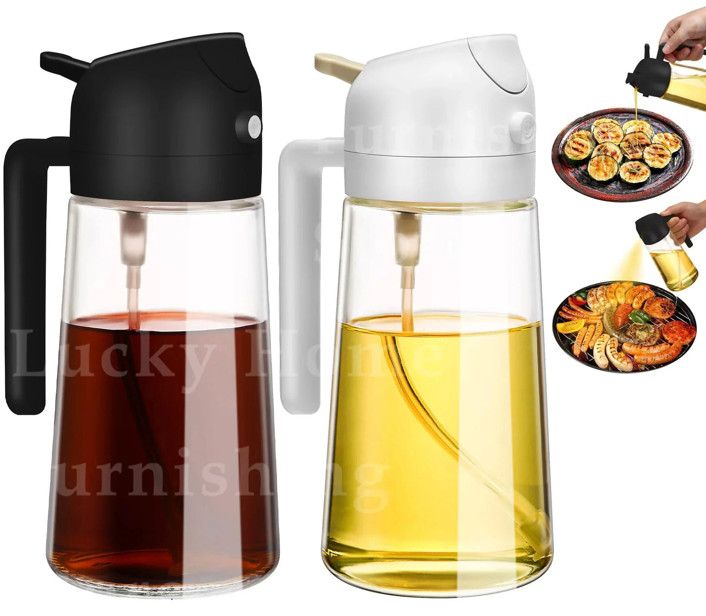 1-2 peças 2 em 1 dispensador de azeite de oliva garrafa 500ml pulverizador de óleo de plástico tanque de spray de óleo de cozinha churrasco cozimento piquenique utensílios de cozinha para casa