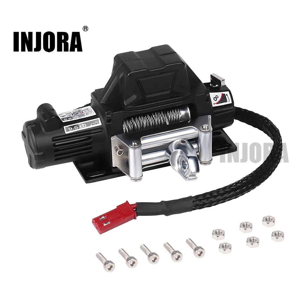 Sistema de controle remoto sem fio INJORA Metal Winch para carro de controle remoto 1:10 RC Crawler Axial SCX10 90046 TRX4 TRX6 Gen8 peças de atualização