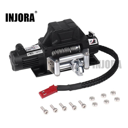 Sistema de controle remoto sem fio INJORA Metal Winch para carro de controle remoto 1:10 RC Crawler Axial SCX10 90046 TRX4 TRX6 Gen8 peças de atualização