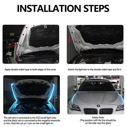 1 peça fita de LED dinâmica para capô de carro, guia universal para capô do motor, barra de luz decorativa, faróis automotivos, luz de circulação