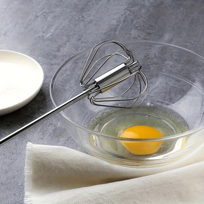 Batedor de ovos de aço inoxidável, misturador semiautomático durável para misturar creme de ovos sem esforço, mexer e bater para assar na cozinha
