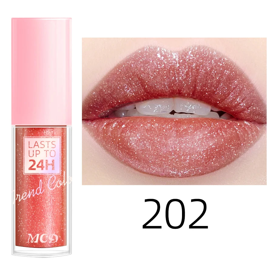 18 cores glitter 1 peça gloss labial de longa duração batom líquido à prova d'água maquiagem óleo labial tonalidade labial bálsamo labial hidratante