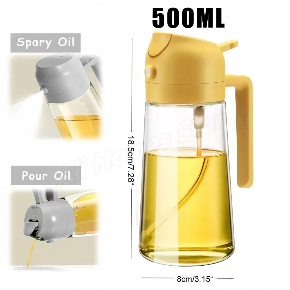 1-2 peças 2 em 1 dispensador de azeite de oliva garrafa 500ml pulverizador de óleo de plástico tanque de spray de óleo de cozinha churrasco cozimento piquenique utensílios de cozinha para casa