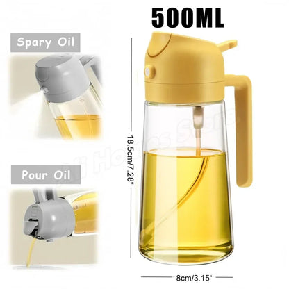 1-2 peças 2 em 1 dispensador de azeite de oliva garrafa 500ml pulverizador de óleo de plástico tanque de spray de óleo de cozinha churrasco cozimento piquenique utensílios de cozinha para casa