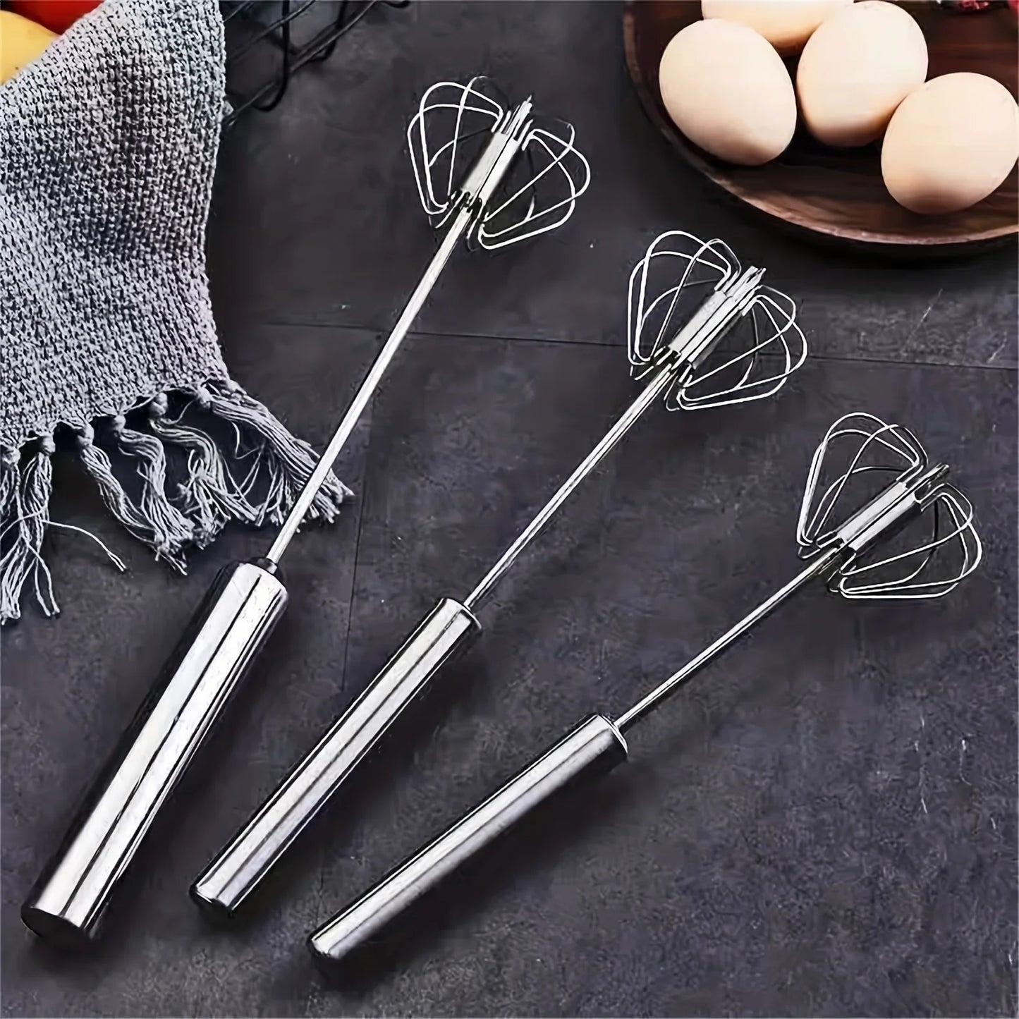 Batedor de ovos de aço inoxidável, misturador semiautomático durável para misturar creme de ovos sem esforço, mexer e bater para assar na cozinha