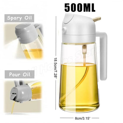 1-2 peças 2 em 1 dispensador de azeite de oliva garrafa 500ml pulverizador de óleo de plástico tanque de spray de óleo de cozinha churrasco cozimento piquenique utensílios de cozinha para casa