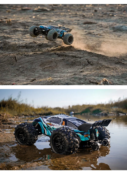 1:16 70 km/h ou 50 km/h 4WD RC Carro com controle remoto LED Carros de alta velocidade Drift Monster 4x4 Truck para crianças vs Wltoys 144001 Brinquedos