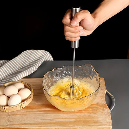 Batedor de ovos de aço inoxidável, misturador semiautomático durável para misturar creme de ovos sem esforço, mexer e bater para assar na cozinha