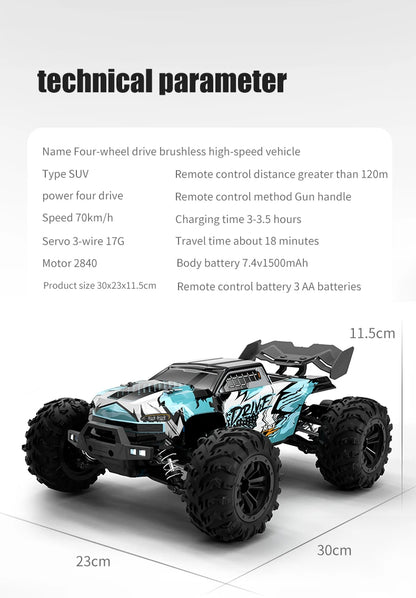 1:16 70 km/h ou 50 km/h 4WD RC Carro com controle remoto LED Carros de alta velocidade Drift Monster 4x4 Truck para crianças vs Wltoys 144001 Brinquedos