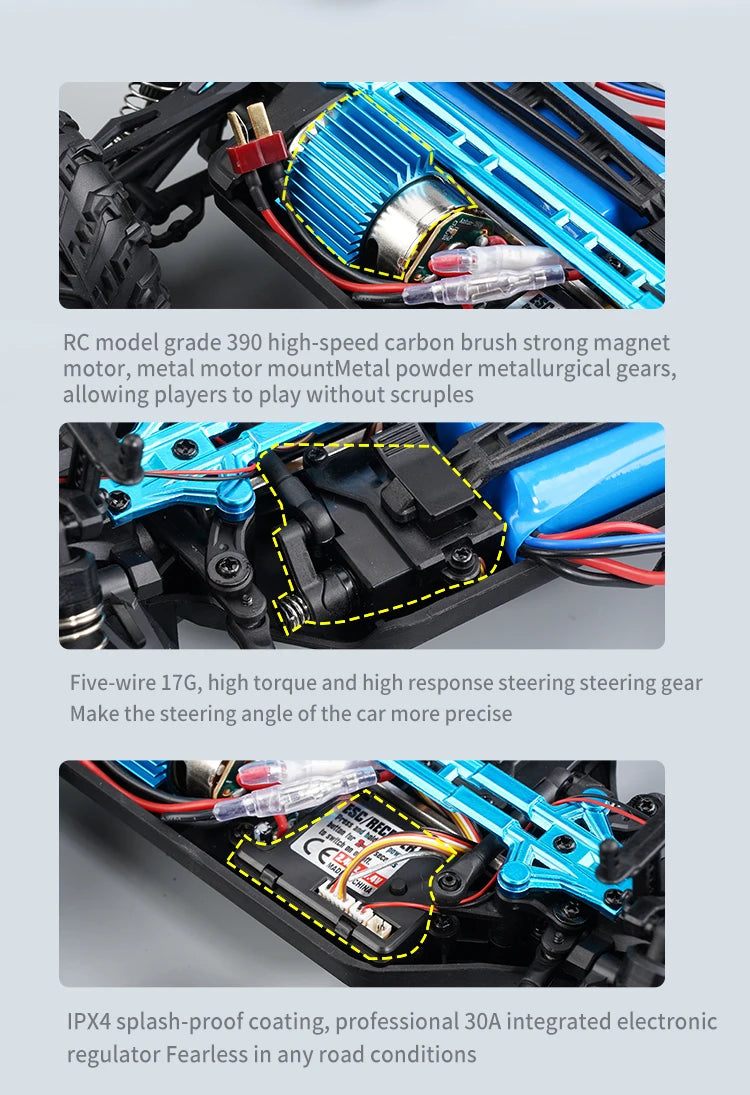 1:16 70 km/h ou 50 km/h 4WD RC Carro com controle remoto LED Carros de alta velocidade Drift Monster 4x4 Truck para crianças vs Wltoys 144001 Brinquedos
