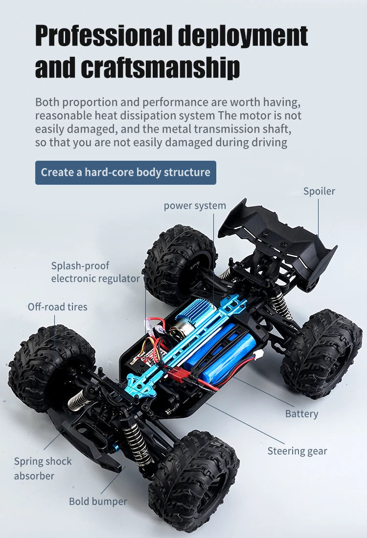 1:16 70 km/h ou 50 km/h 4WD RC Carro com controle remoto LED Carros de alta velocidade Drift Monster 4x4 Truck para crianças vs Wltoys 144001 Brinquedos