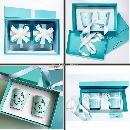 2 peças de caneca de cerâmica para casal, xícara de água de porcelana óssea, caneca de cerâmica, presente de casamento, presente de dia dos namorados, presente de Natal, caneca de café