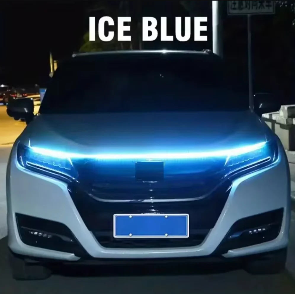1 peça fita de LED dinâmica para capô de carro, guia universal para capô do motor, barra de luz decorativa, faróis automotivos, luz de circulação