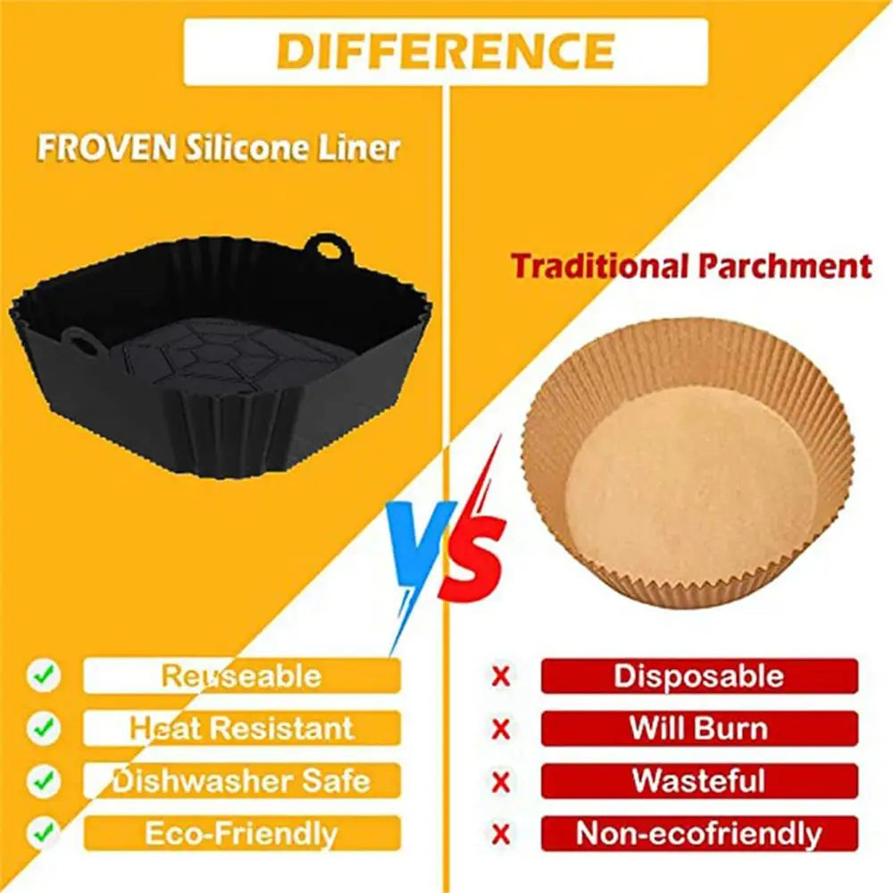 1 peça de revestimentos de silicone para fritadeira a ar, revestimentos quadrados reutilizáveis para fritadeira a ar, acessórios de substituição para revestimentos de pergaminho para fritadeira a ar