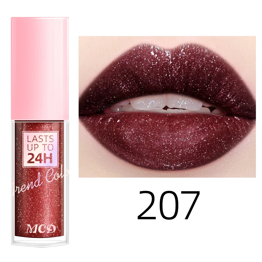 18 cores glitter 1 peça gloss labial de longa duração batom líquido à prova d'água maquiagem óleo labial tonalidade labial bálsamo labial hidratante