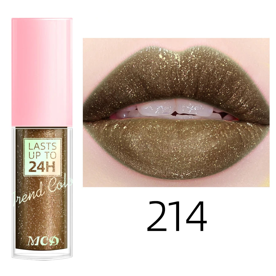 18 cores glitter 1 peça gloss labial de longa duração batom líquido à prova d'água maquiagem óleo labial tonalidade labial bálsamo labial hidratante