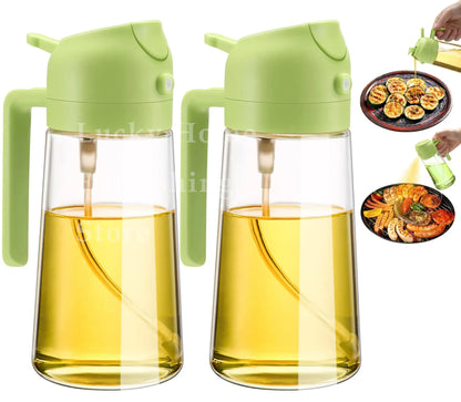 1-2 peças 2 em 1 dispensador de azeite de oliva garrafa 500ml pulverizador de óleo de plástico tanque de spray de óleo de cozinha churrasco cozimento piquenique utensílios de cozinha para casa