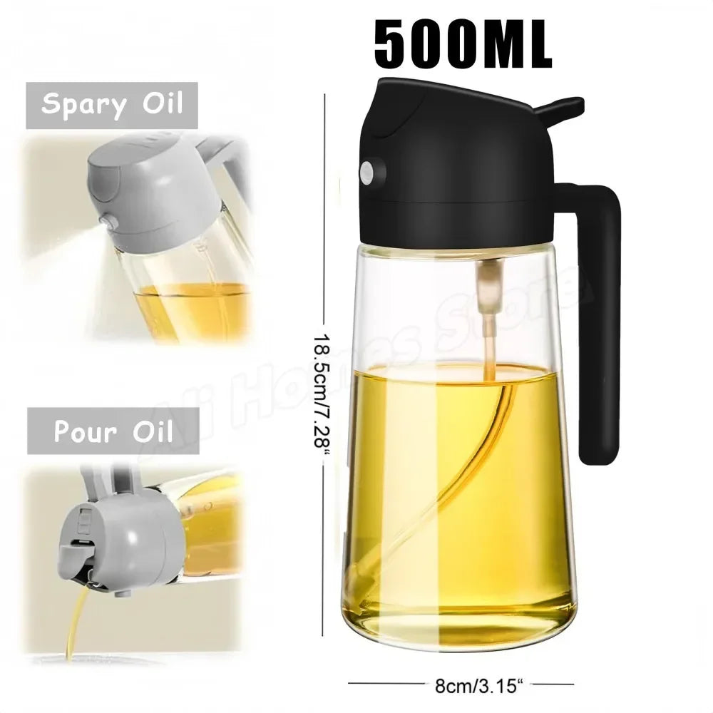 1-2 peças 2 em 1 dispensador de azeite de oliva garrafa 500ml pulverizador de óleo de plástico tanque de spray de óleo de cozinha churrasco cozimento piquenique utensílios de cozinha para casa