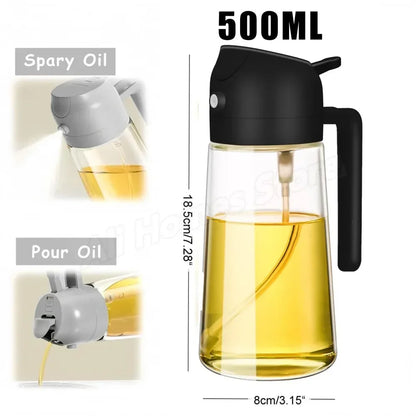 1-2 peças 2 em 1 dispensador de azeite de oliva garrafa 500ml pulverizador de óleo de plástico tanque de spray de óleo de cozinha churrasco cozimento piquenique utensílios de cozinha para casa