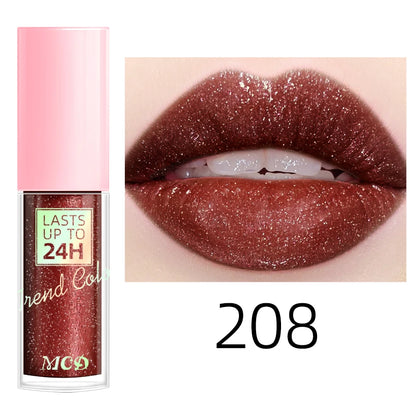 18 cores glitter 1 peça gloss labial de longa duração batom líquido à prova d'água maquiagem óleo labial tonalidade labial bálsamo labial hidratante