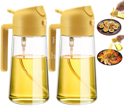 1-2 peças 2 em 1 dispensador de azeite de oliva garrafa 500ml pulverizador de óleo de plástico tanque de spray de óleo de cozinha churrasco cozimento piquenique utensílios de cozinha para casa