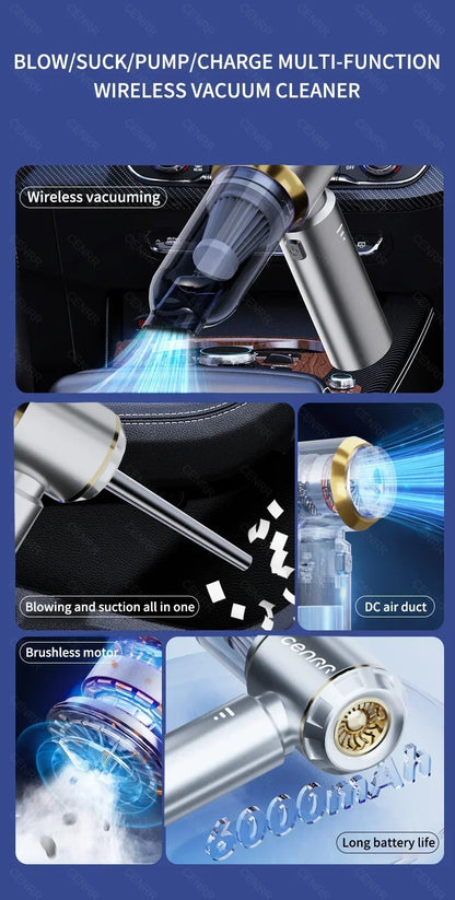 Aspirador de pó automotivo CENRR 9980000PA, aspirador de pó sem fio com forte sucção, máquina de limpeza portátil