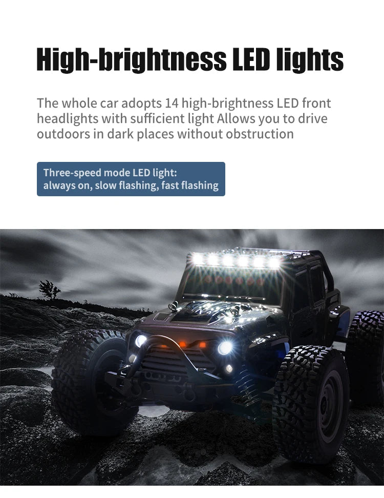 1:16 70 km/h ou 50 km/h 4WD RC Carro com controle remoto LED Carros de alta velocidade Drift Monster 4x4 Truck para crianças vs Wltoys 144001 Brinquedos