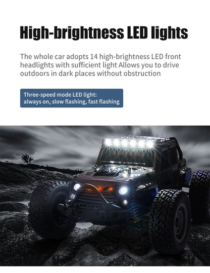 1:16 70 km/h ou 50 km/h 4WD RC Carro com controle remoto LED Carros de alta velocidade Drift Monster 4x4 Truck para crianças vs Wltoys 144001 Brinquedos