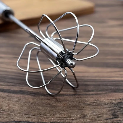 Batedor de ovos de aço inoxidável, misturador semiautomático durável para misturar creme de ovos sem esforço, mexer e bater para assar na cozinha