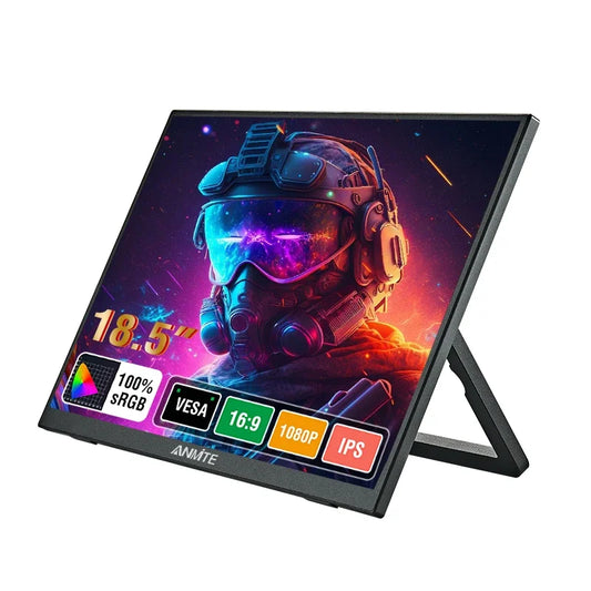 Anmite 18,5 polegadas monitor portátil 1080P 100Hz HDR luz azul baixa para XBox PS4 / 5 Switch telefone celular PC Loptop extensão