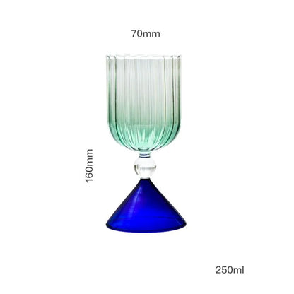 Taças de coquetel criativas em dois tons, verde, azul, âmbar, roxo, colorido, estilo ondulado, martini, mojito, champanhe, margarita, copos de taça