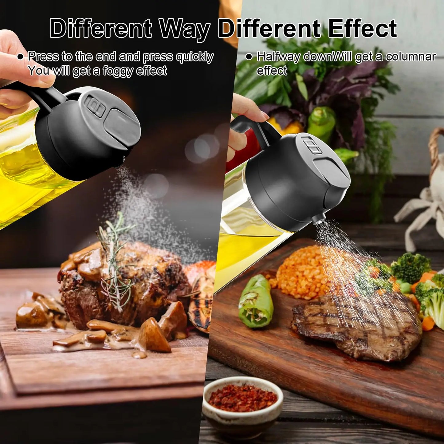 1-2 peças 2 em 1 dispensador de azeite de oliva garrafa 500ml pulverizador de óleo de plástico tanque de spray de óleo de cozinha churrasco cozimento piquenique utensílios de cozinha para casa